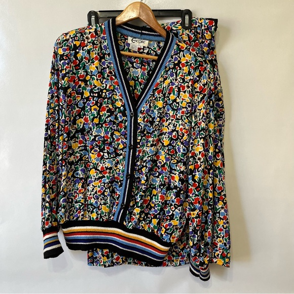 Vintage Skirts Vintage Encore 0 Silk Floral Bomber Jacket Top Midi